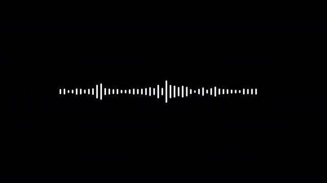 Audio spectrum frequency waveform animation on transparent background, audio visualization wave  rhythm animated in 4k. 