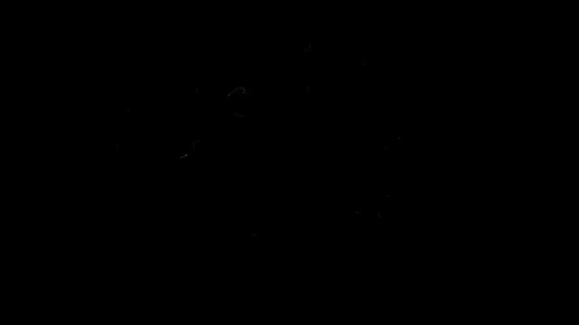 Magical sparkling white glitter particles creating a smooth glowing circle ring animation on black background representing luxury Christmas starry dust trail, twinkle effect, and 4k overlay.