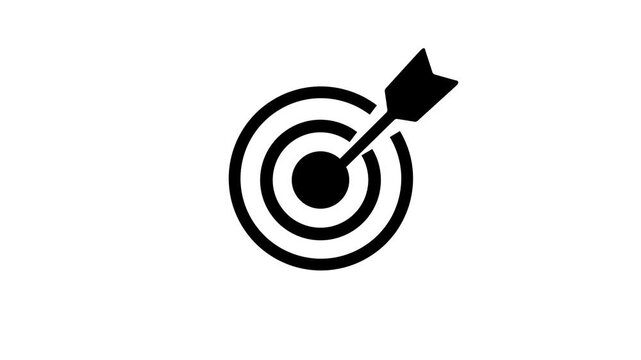 target board with arrow icon for business goal, bullseye target, strategic objective, marketing achievement, accuracy