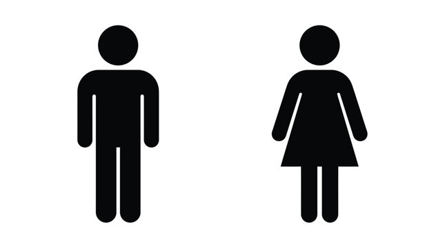 Male and female toilet symbols for public restroom signage and facility identification.