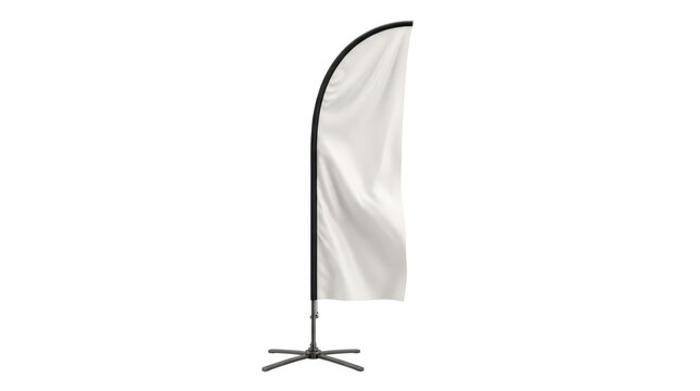 Blank white feather flag mockup on transparent background
