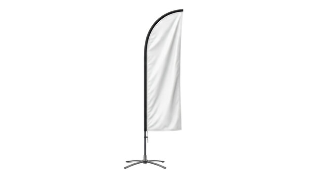 Blank white feather flag mockup on transparent background