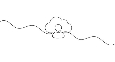Obraz premium Cloud user continuous one line drawing minimalist account data profile icon editable stroke vector illustration