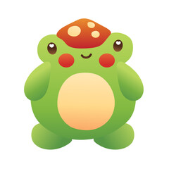 Obraz premium Smiling Frog Wearing a Mushroom Hat