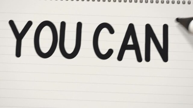 You can do it written in black and red marker on spiral notepad as yellow pencil lands on tan desk