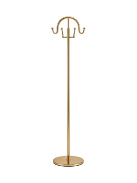 Golden Metal Freestanding Coat Rack with Multiple Hooks