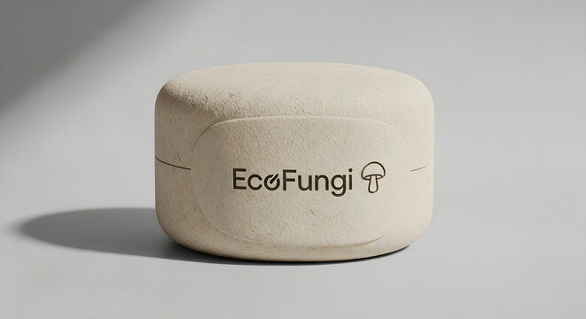 Eco friendly biodegradable packaging box made from sustainable organic mushroom mycelium material mockup on neutral background