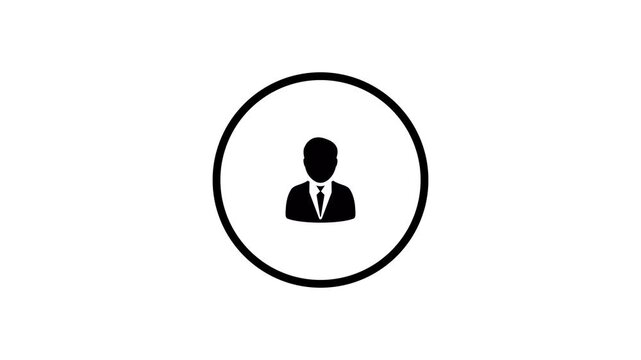 Man profile icon. Glowing person sign, outline round avatar pictogram in vivid color.