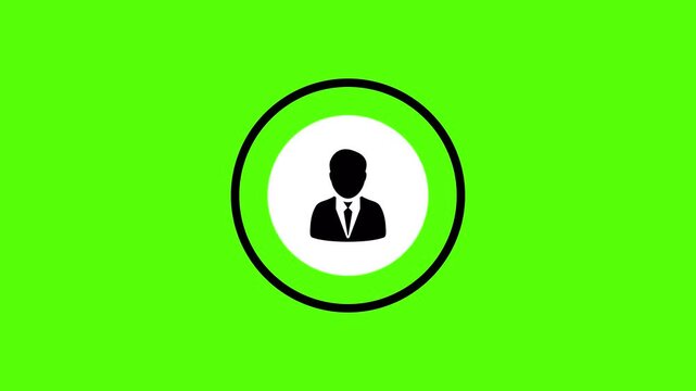 Man profile icon. Glowing person sign, outline round avatar pictogram in vivid color.