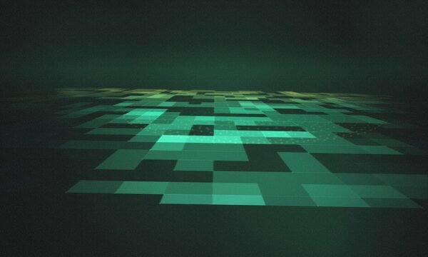 Futuristic digital green pixel background, glowing abstract tech matrix pattern grid, modern cyber security data concept wallpaper.