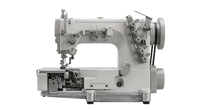 White industrial overlock sewing isolated on transparent png