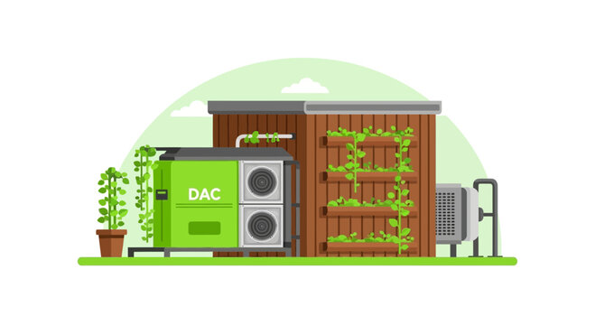 Direct Air Capture (DAC) Technology Illustration for Carbon Removal and Sustainability