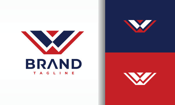 W Shape Logo with Blue and Red Segments