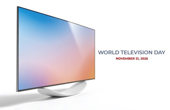 Modern curved flat screen television display showcasing colorful abstract