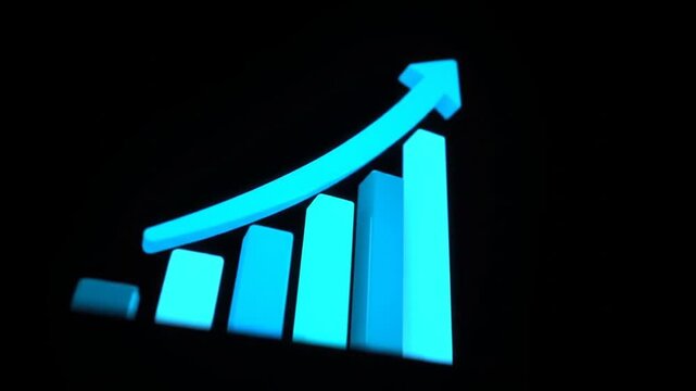 Blue Bar Chart Showing Upward Financial Growth Trend