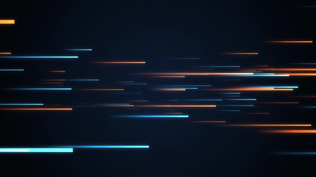 Futuristic cyber highway with fast neon light trails rushing through a curved quantum tunnel. High-speed photon streams create a dynamic motion background ideal for sci-fi intros, tech promos, gaming 