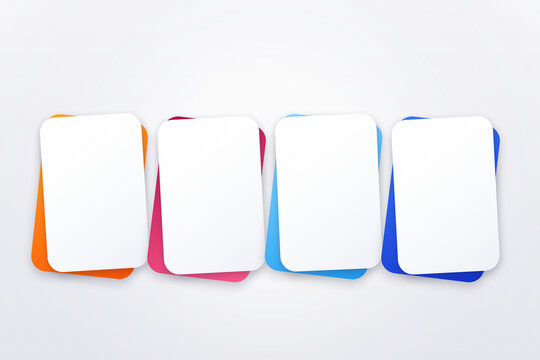 4 colorful rectangular cards infographic template for business options workflow presentation banner.
