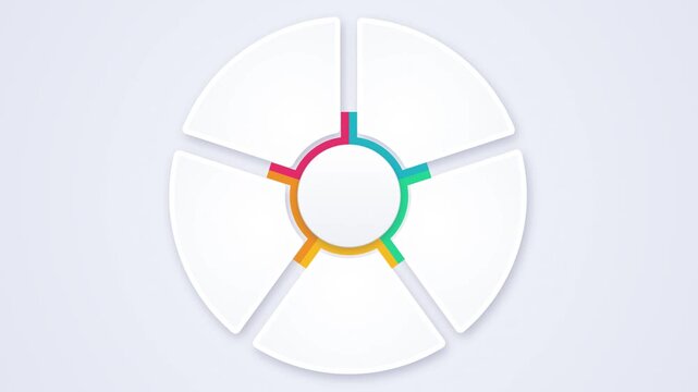 Animated 5 step circular pie chart infographic diagram loop motion graphic presentation