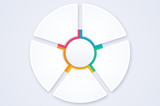 5 step circular pie chart infographic template for business process diagram and data presentation.