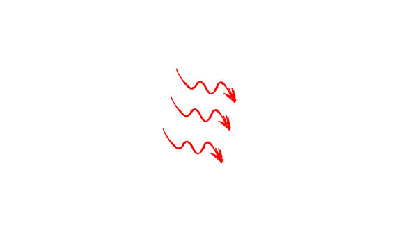 Red Hand Drawn Arrows Set, Three Straight Sketched Red Arrow Vectors, Directional Marker Graphic, Highlight Pointer Elements for Design, Simple Red Arrow Symbol Collection