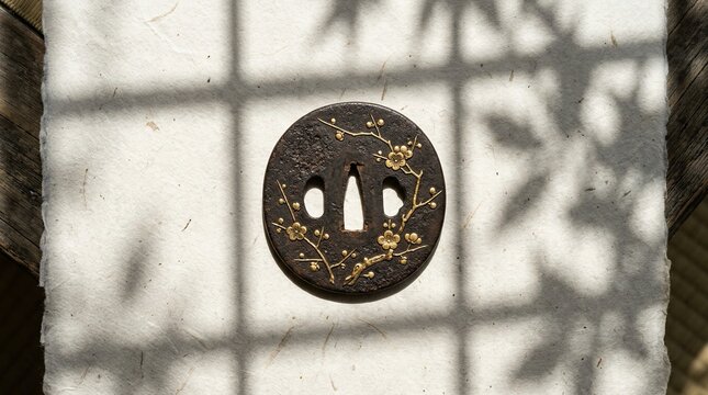 折り返し鍛錬された日本刀の玉鋼の地鉄テクスチャ / Macro close-up of Japanese katana tempered steel blade