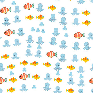 Cartoon Fish and Octopus Pattern