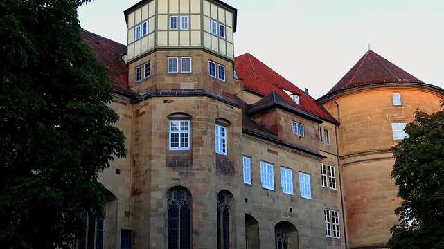 the center of stuttgart germany 4k video with a pan
