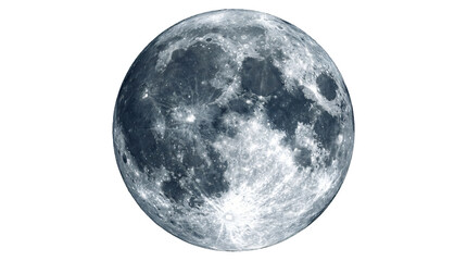 Detailed full moon sphere displaying craters and geological textures isolated on transparent background © PNGHill