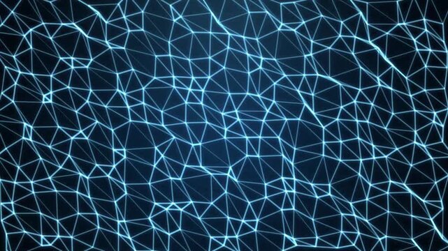Modern abstract geometric wireframe mesh pattern with glowing blue