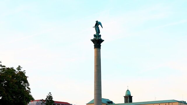 the center of stuttgart germany 4k video with a pan