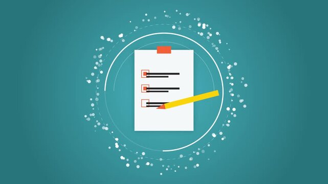 Floating checklist document with a green checkmark and yellow highlighter pen on a dark blue swirling background representing approval and validation.