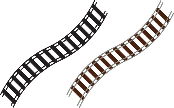 Set of parallel railroad tracks. set isolated on white background. vector illustration