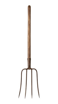 PNG Vintage wooden pitchfork on white background