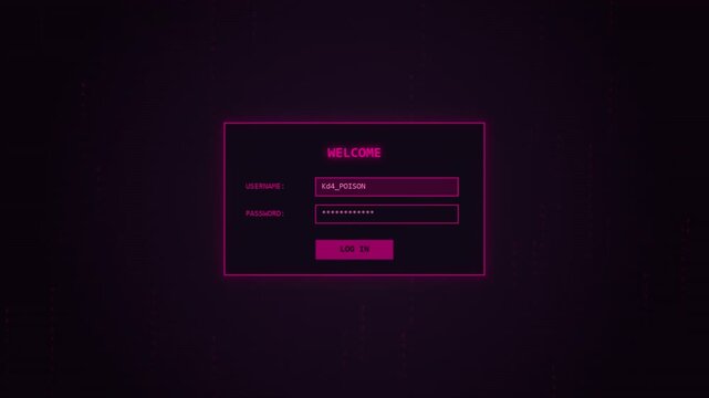 Modern digital interface mockup displays a login form with username, password, and submit button in a sleek purple-themed design.