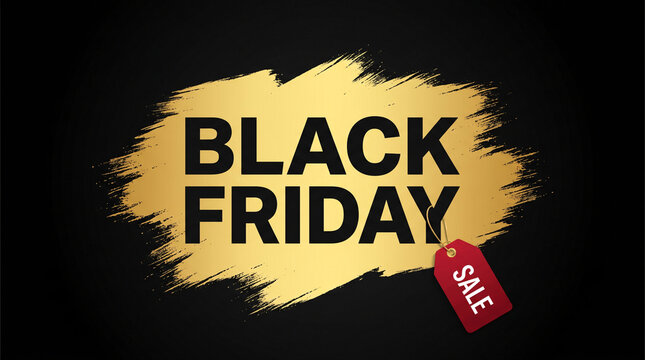 Black Friday en lettres noires sur peinture dor&eacute;e