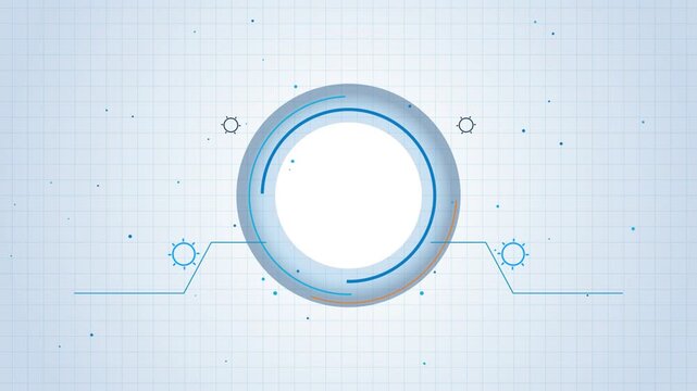 Isolated circular ring with glowing gradient and connection lines on a light blue abstract background for modern design concepts.