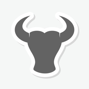 Bull head logo sticker isolated on gray background