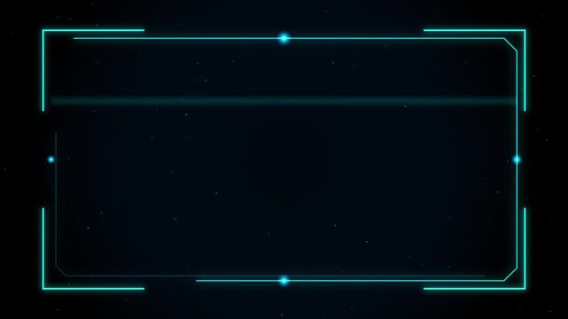 Minimalist rectangular frame with glowing cyan edges and subtle dots for digital interface or app mockup.