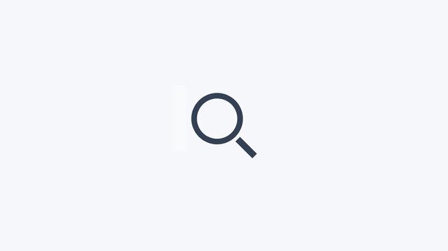Magnifying glass search icon with scanning shine animation, seamless loop