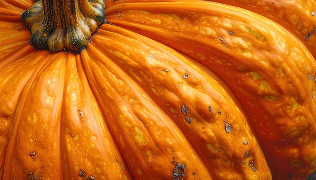 Fresh orange pumpkin with natural ribbed texture