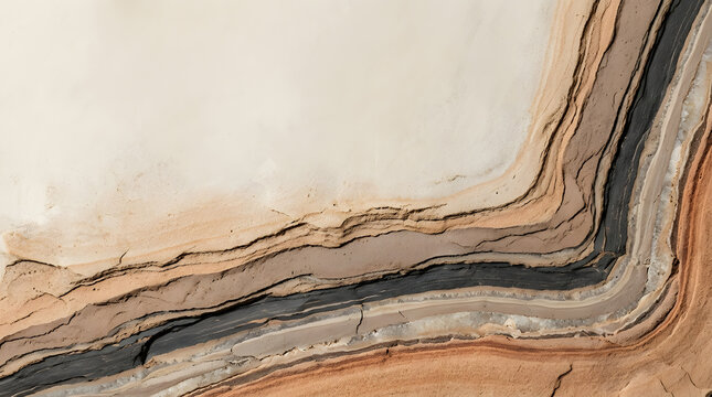 Abstract macro texture of natural geological sedimentary rock layers with earthy brown beige tones