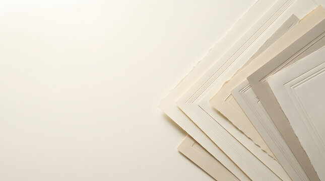 Minimalist Off White Paper Sheets and Cards with Copy Space for Template Design Background