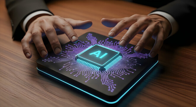 Hands holding a glowing microchip representing future technology and digital innovation