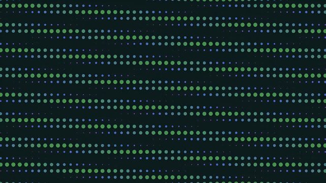 Green dot grid matrix pulsing on dark background