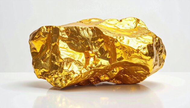 Golden nugget displayed on clean white background