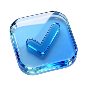 Transparent Blue Check Mark Icon On Square Rounded Button