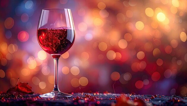 Elegant glass of red wine with sparkling bubbles