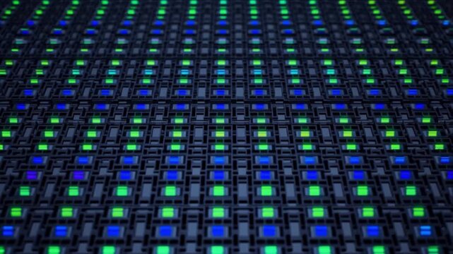 マイクロLED画面の半導体素子が多彩に変調発光するマクロ映像