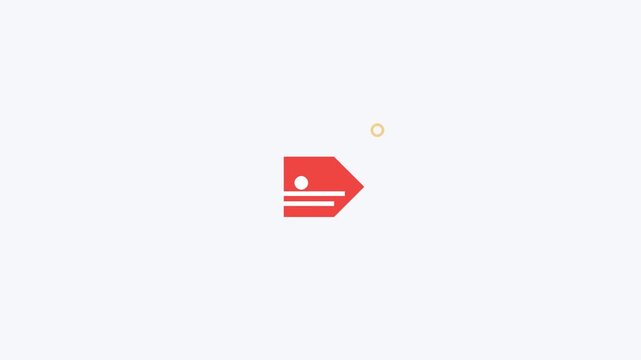 Red discount price tag icon swinging animation, seamless loop