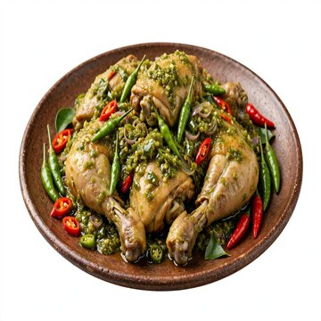 Spicy green chili chicken ayam cabe ijo Indonesian sambal ijo